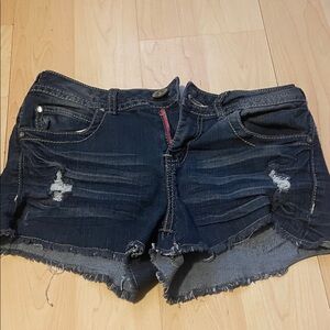 Almost Famous Dark Blue Distressed Denim Jean Shorts